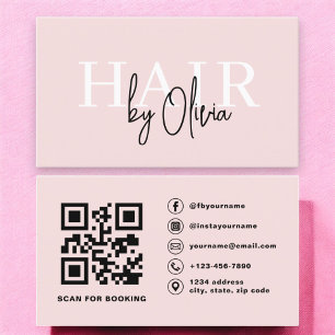 QR Code Hair Stylist Modern Typography Business Card