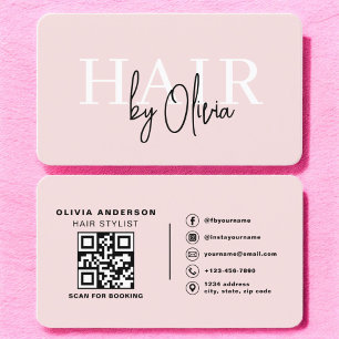 QR Code Hair Stylist Modern Typography  Business Card