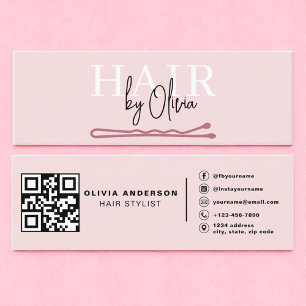 QR Code Hair Stylist Modern Typography  Mini Business Card