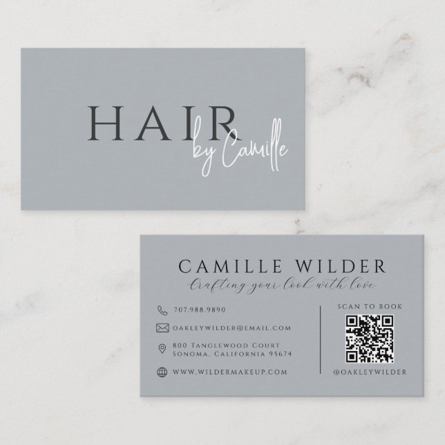 QR Code Hair Stylist Neutral Business Card (Front/Back)
