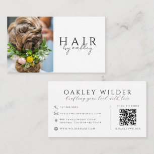 QR Code Hair Stylist Photo Business Card