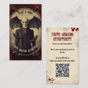 QR Code Halloween Photo Sharing Vintage Dracula Enclosure Card