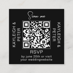 QR Code hand Font Wedding RSVP Card