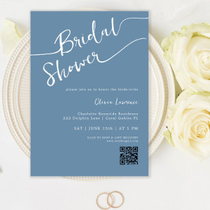 QR Code Handwritten Minimalist Bridal Shower Invitation