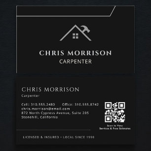 QR Code Handyman Carpenter Carpentry Business Card