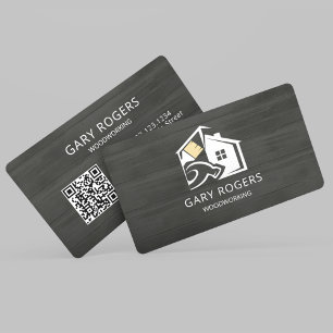 QR Code Handyman Wood Business Card
