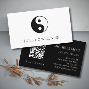 QR code Holistic Healer Yin Yang Wellness Simple Business Card
