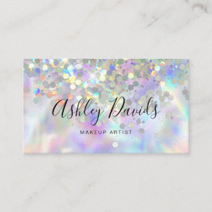 QR Code Holographic Glitter Makeup Artist Luxury Business Card