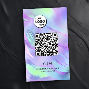 QR Code Holographic Monogram Business Card