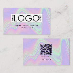 QR Code Holographic Opal Modern Business Logo Card