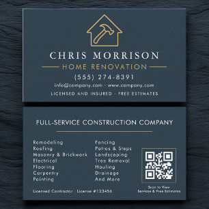 QR Code Home Renovation Repair Business Card