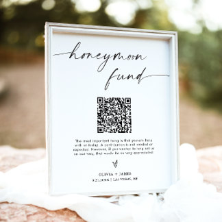 QR Code Honeymoon Fund Sign, Honeymoon Fund Sign