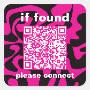 QR Code hot pink cute lost found Square Sticker