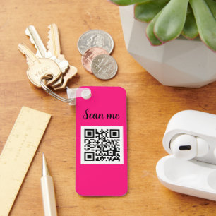 QR Code Hot Pink Elegant Business Company Key Ring