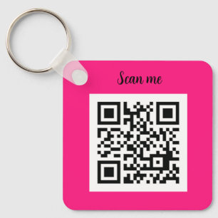 QR Code Hot Pink Elegant Business Key Ring
