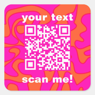 QR Code Hot Pink Orange Bright Modern Square Sticker