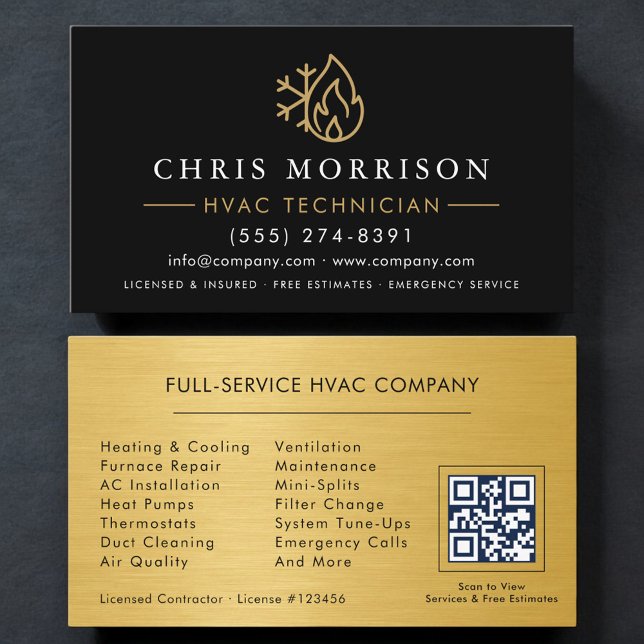 QR Code HVAC Technician Heating and Air Business Card (Creator Uploaded)