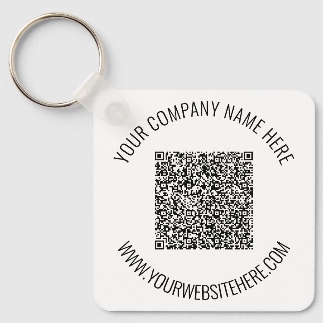 QR Code Info and Custom Text Keychain Your Colours (Front)