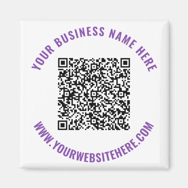 QR Code Info Custom Text Magnet Gift - Your Colors (Front)