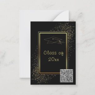 QR Code Info Gold Black Graduation Party Invite