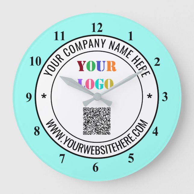 QR Code Info Text and Logo Promotional Clock (Front)