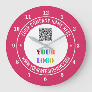 QR Code Info Text Logo and Colors Modern Clock