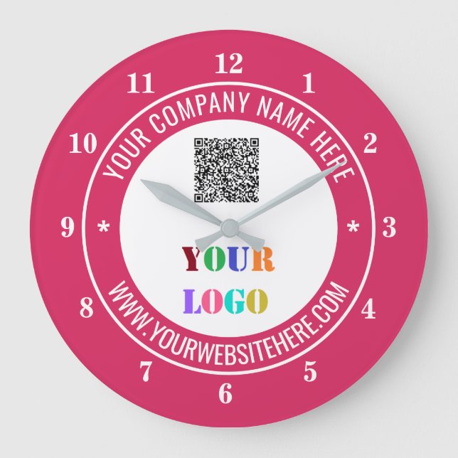 QR Code Info Text Logo and Colors Modern Clock (Front)