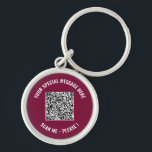 QR Code Info Your Message Surprise Keychain<br><div class="desc">Choose Colors and Font - Your Special QR Code Info and Custom Text Personalized Modern Gift - Add Your QR Code - Image or Logo - photo / Text - Name or other info / message - Resize and Move or Remove / Add Elements - Image / Text with Customization...</div>