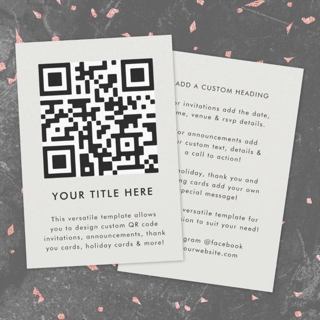 QR Code Invitation | Versatile Scannable Invite (Modern smart QR code gray invitation template by Guava - versatile, stylish, and customizable)