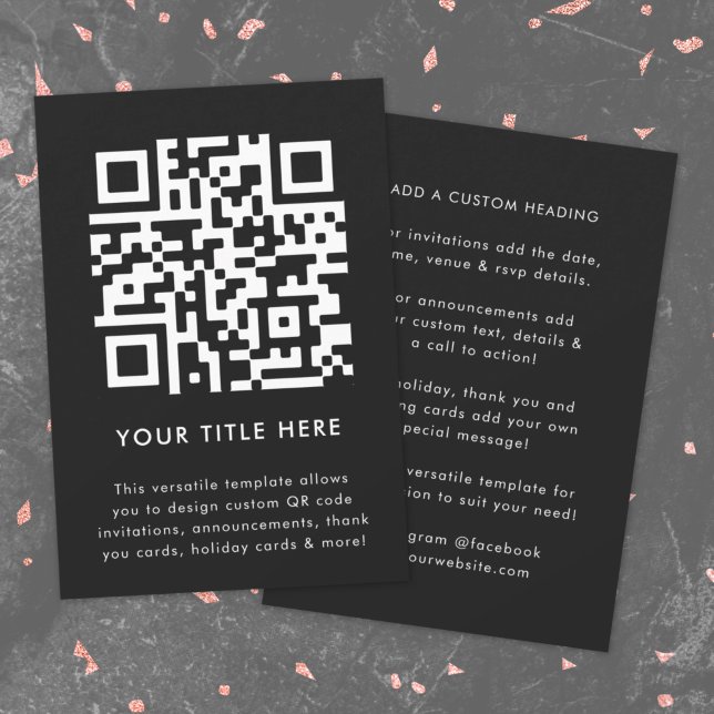 QR Code Invitation | Versatile Scannable Invite (Modern sleek QR code black invitation template by Guava - versatile, stylish, and customizable)