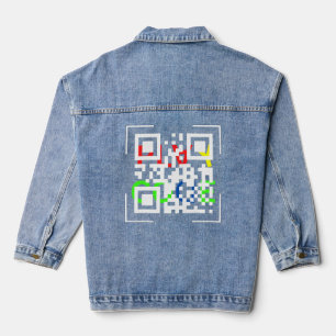 QR Code Jersey Short Sleeve Denim Jacket