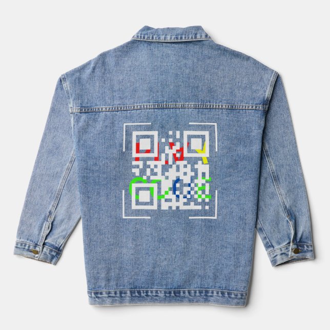 QR Code Jersey Short Sleeve Denim Jacket (Back)
