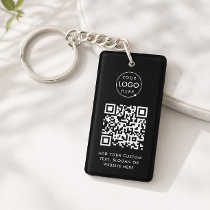 QR Code Keychain   Business Logo Modern Black