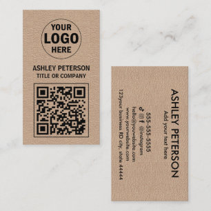 QR Code Kraft Paper Social Media Custom Logo Business Card
