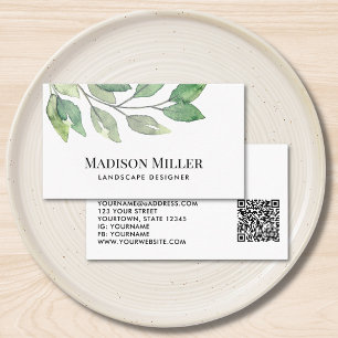 QR Code Landscape Designer Greenery Business Card