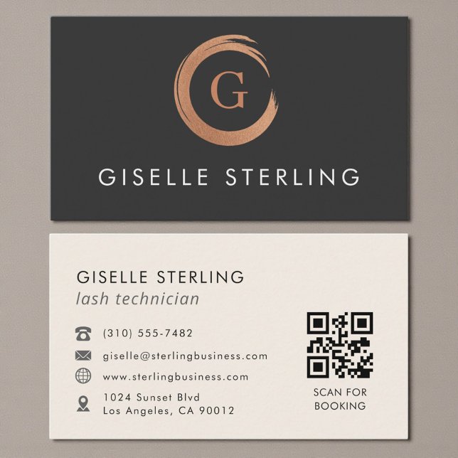 QR Code Lash Technician Modern Minimalist Business Card (Creator Uploaded)