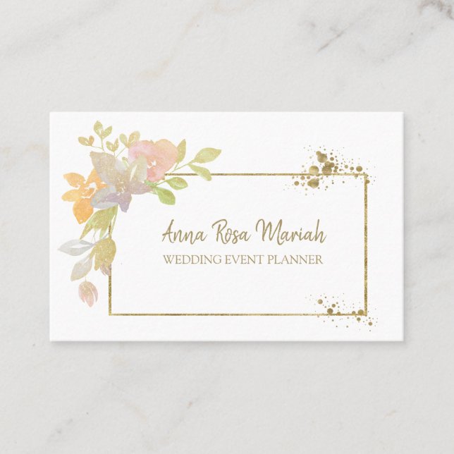 *~* QR CODE Lavender Elegant Glitter Flower Business Card (Front)