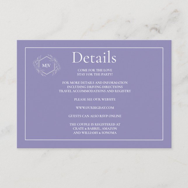 QR Code Lavender  Enclosure Card Details (Front)