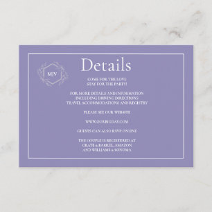 QR Code Lavender  Enclosure Card Details