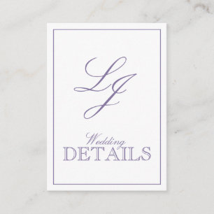 QR Code Lavender Script Monogram Wedding Details Enclosure Card