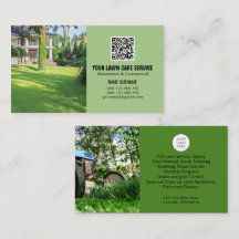 QR code Lawn Care business card with photos