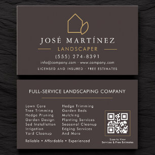 QR Code Lawn Care Garden Landscaper Business Card