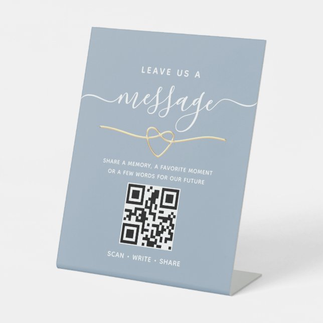 QR Code Leave Us a Message Wedding Pedestal Sign (Front)
