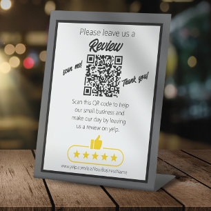 QR code 'leave us a review' YELP Pedestal Sign