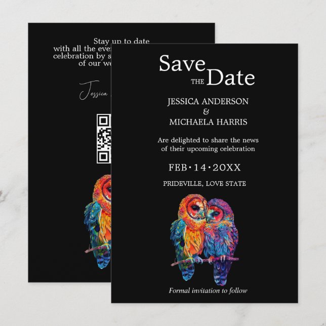🌈 QR code LGBTQ Eternal Unity wedding  Save The Date (Front/Back)