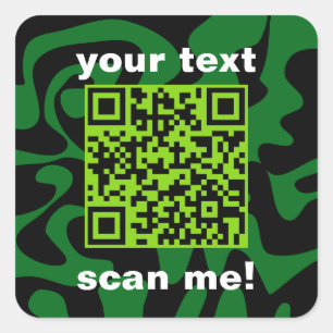 QR Code Lime Dark Green And Black Bright Modern Square Sticker