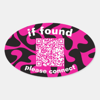 QR Code lime green cute lost found Oval Sticker