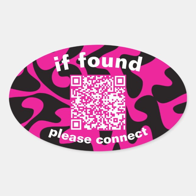 QR Code lime green cute lost found Oval Sticker (Front)