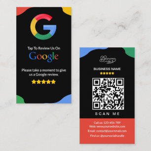QR Code Link Black Google Review Business Card