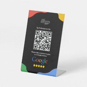 QR Code Link Black Google Review Pedestal Sign